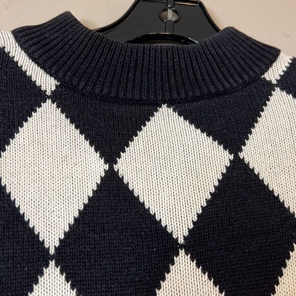 Vintage Bechamel Black & White Diamond with Red Sweater - Size Medium - Picture 4 of 10